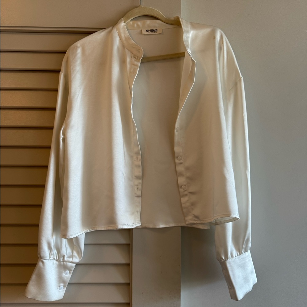 4th reckless white satin blouse